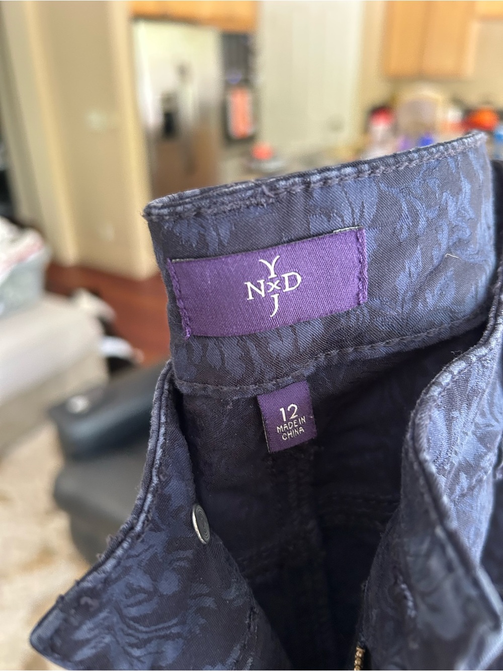 NYDJ Floral Jacquard Ankle Slim Straight Jeans - Picture 3 of 4